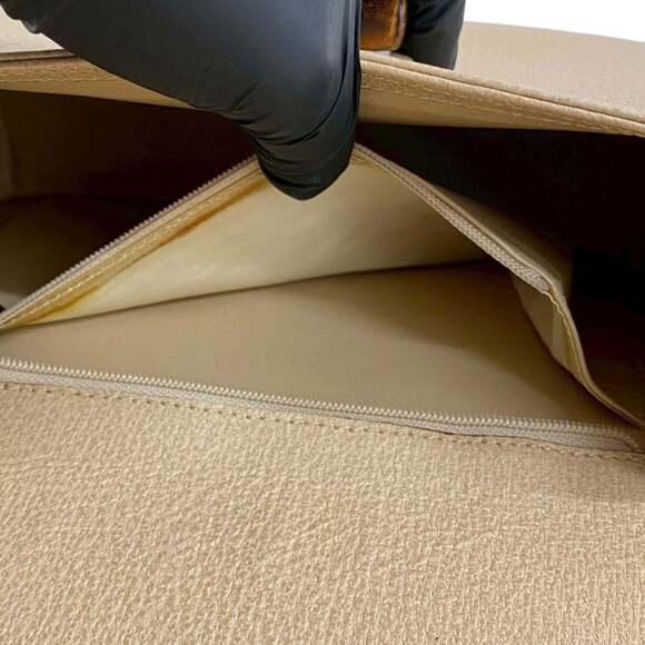 GUCCI Cream Leather Bamboo Pochette Shoulder Bag - Picture 10 of 10